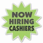 今の採用レジの緑のスターバストシール シール (正面)