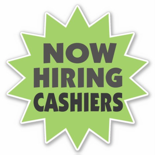 今の採用レジの緑のスターバストシール シール (正面)