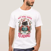 今はやめてサンタ 読書中 Tシャツ (正面)