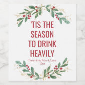 今はクリスマスを重く飲む季節おもしろいだ ワインラベル (シングルラベル)