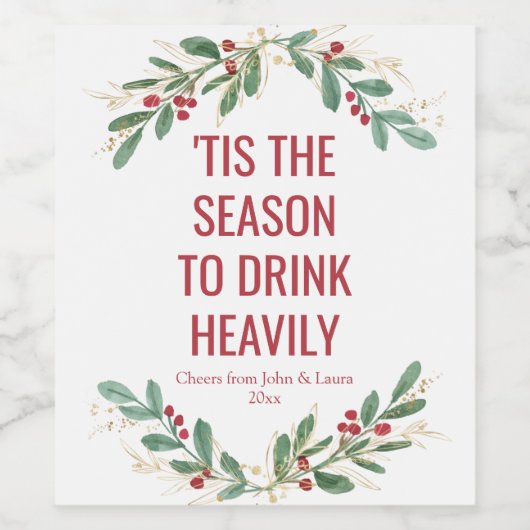 今はクリスマスを重く飲む季節おもしろいだ ワインラベル (シングルラベル)