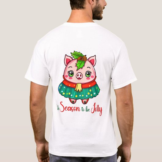 今はクリスマス豚すてきの季節だ Tシャツ (裏面)