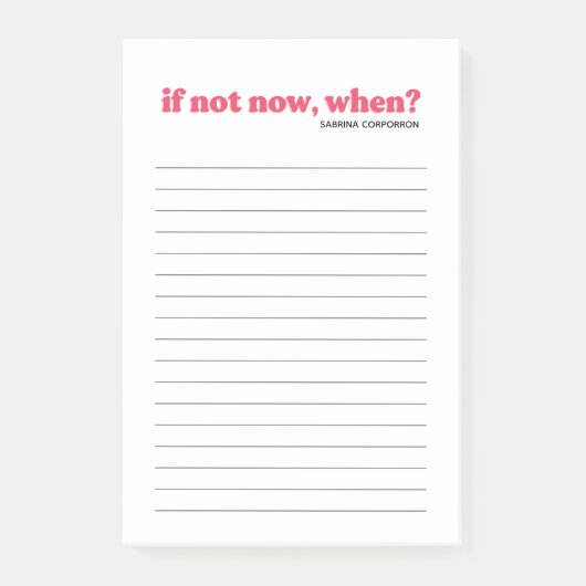 今はパーソナライズされたピンクもしではなく、いつリストを実行するか ポストイット (正面)