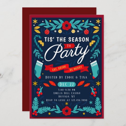 今はパーティー会社のクリスマスだ 招待状 (正面/裏面)