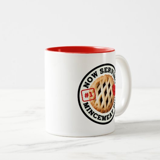 今はミンセミートパイを提供 ツートーンマグカップ (正面右)
