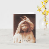 今は何？かわいい猫ヴィンテージ写真卒業カード カード (黄色い花)