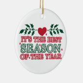 今は最高の年の季節だ |ハッピーホリデー セラミックオーナメント (右)