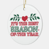 今は最高の年の季節だ |ハッピーホリデー セラミックオーナメント (左)