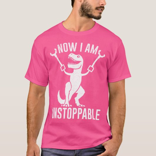 今は止められないおもしろいTレックス恐竜だ Tシャツ (正面)