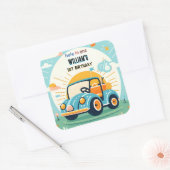 今は男の子かわいいゴルフホール1歳の誕生日 スクエアシール (封筒)