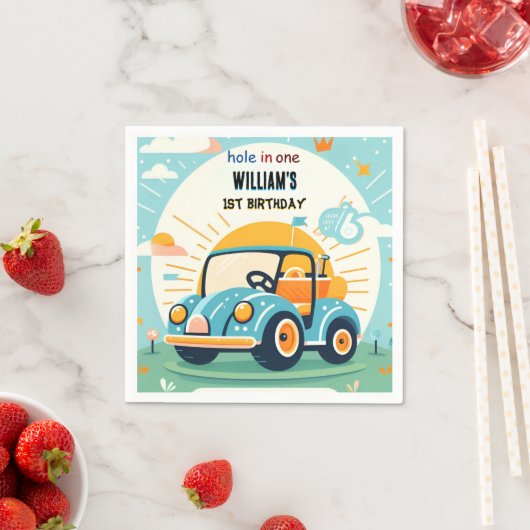 今は男の子かわいいゴルフホール1歳の誕生日 スタンダードカクテルナプキン (インサイチュ)