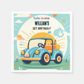 今は男の子かわいいゴルフホール1歳の誕生日 スタンダードカクテルナプキン (正面)