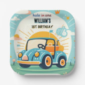 今は男の子かわいいゴルフホール1歳の誕生日 ペーパープレート (正面)