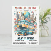 今は男の子かわいい女の子ツアーシティパーティーバス1st誕生日 招待状 (スタンド正面)