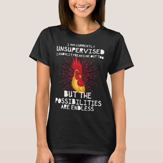 今は監視なしです 私がびっくりしているのは分かっています Tシャツ (正面)