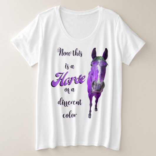 今は紫違う色の馬 プラスサイズTシャツ (デザイン正面)