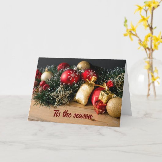 今は聖降誕祭お目出度う季節だ カード (黄色い花)