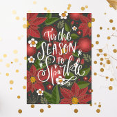 今は輝く季節だ |赤いポインセチア シーズンカード