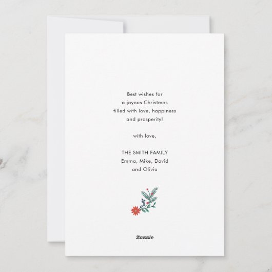 今は輝く季節だ |赤いポインセチア シーズンカード (裏面)