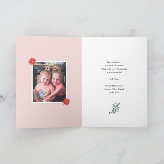 今は輝く季節 | Red Poinsettia写真 シーズンカード (内部)