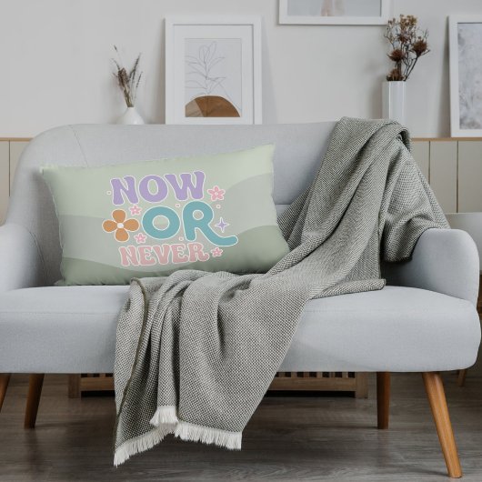 今または決して感動的引用文ティール（緑がかった色）グリーンパステル アクセントクッション