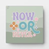 今または決して感動的引用文ティール(緑がかった色)グリーンパステル フォトプラーク (正面)