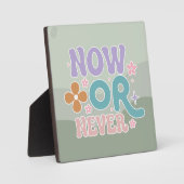 今または決して感動的引用文ティール(緑がかった色)グリーンパステル フォトプラーク (正面)