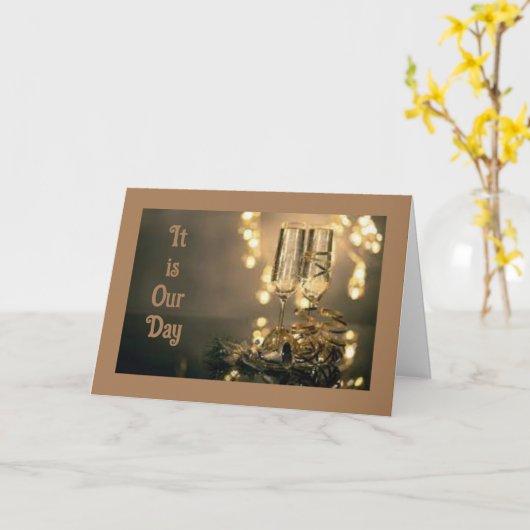 今までで最も幸せな記念日（私たちのために） カード (黄色い花)