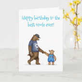 今まで叔父の可愛いクマ最高ののバースデータカード カード (黄色い花)