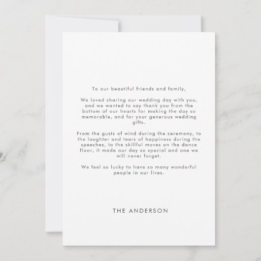 今まで行った日のミニマ最高のリスト・グ結婚レイ サンキューカード (裏面)