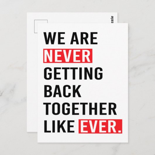 今までT-Sのように一緒に戻ることは決してない ポストカード (正面/裏面)