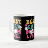 今まカラフルでかわいい猫好き猫の最高の母さん コーヒーマグカップ (正面左)