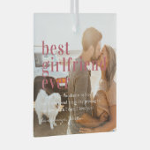 今ま最高のでガールフレンド |引用文と写真ギフト ガラスオーナメント (正面右)