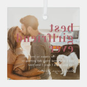 今ま最高のでガールフレンド |引用文と写真ギフト ガラスオーナメント (裏面)