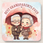 今ま最高ので傘を持ち続ける祖父母 コースター (正面)