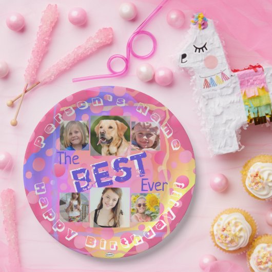 今ま最高ので!フォト誕生日紙プレート- HAMbWG ペーパープレート (パーティー)