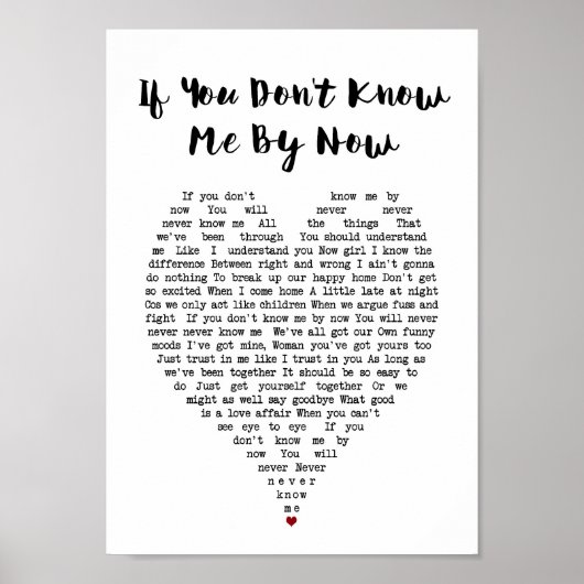 今もしまでに私を知らないハートソング歌詞プリント ポスター (正面)