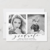 今もピンク色の写真卒業 案内状 (正面)