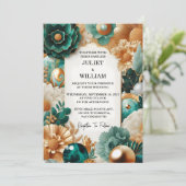 今や大理石モンスターエメラルドグリーンと金ゴールド結婚ズ 招待状 (スタンド正面)