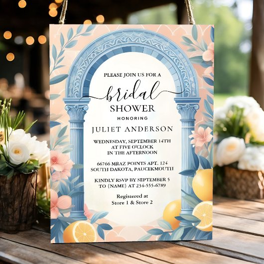 今アーチフードおもしろいフルーツライムレモンブライダルシャワー 招待状