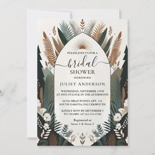 今ウッドツリーバ素朴ンファームアーチブライダルシャワー 招待状 (正面)