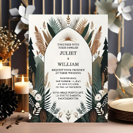 今ウッドツリーフォレストバ素朴ンファームアーチ結婚ーズ 招待状