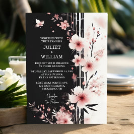 今ウッドバンブーピンク桜さくらんぼブロッサム結婚 招待状