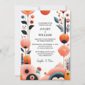 今オレンジ70s 80s 90sピンクピーチカラフルズ結婚 招待状 (正面)