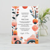 今オレンジ70s 80s 90sピンクピーチカラフルズ結婚 招待状 (スタンド正面)