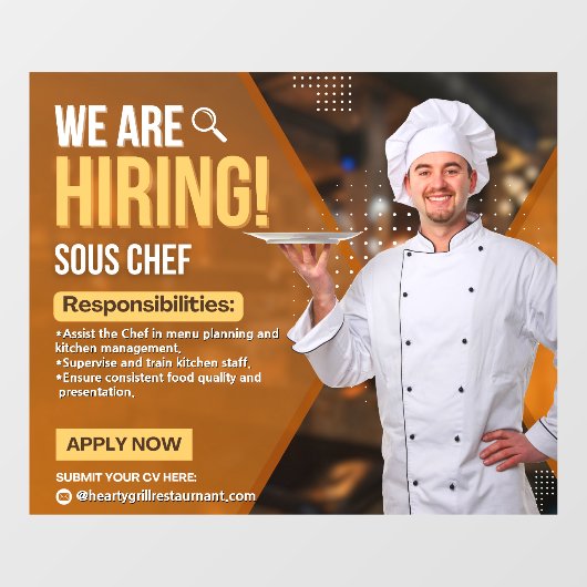 今カスタマイズSsous Chef Restaurantを採用 ウィンドウサイン (シート)