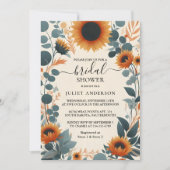 今ガーデン素朴グリーンリーサンフラワーブライダルシャワー 招待状 (正面)
