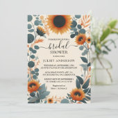 今ガーデン素朴グリーンリーサンフラワーブライダルシャワー 招待状 (スタンド正面)