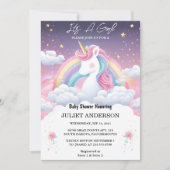 今グロー宇宙王室のポニーユニコーンベビーガールシャワー 招待状 (正面)