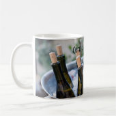 今コーヒー。 後でワイン。 ワイン愛好家のためのおもしろマグカップ コーヒーマグカップ (左)